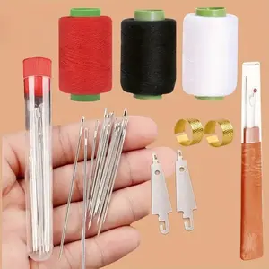 Complete Sewing Kit for Seniors, 34-Piece Set with Needles, Threads (//), Storage Tube, Ideal for Home Crafting & Repairs, Sewing Tool Kit