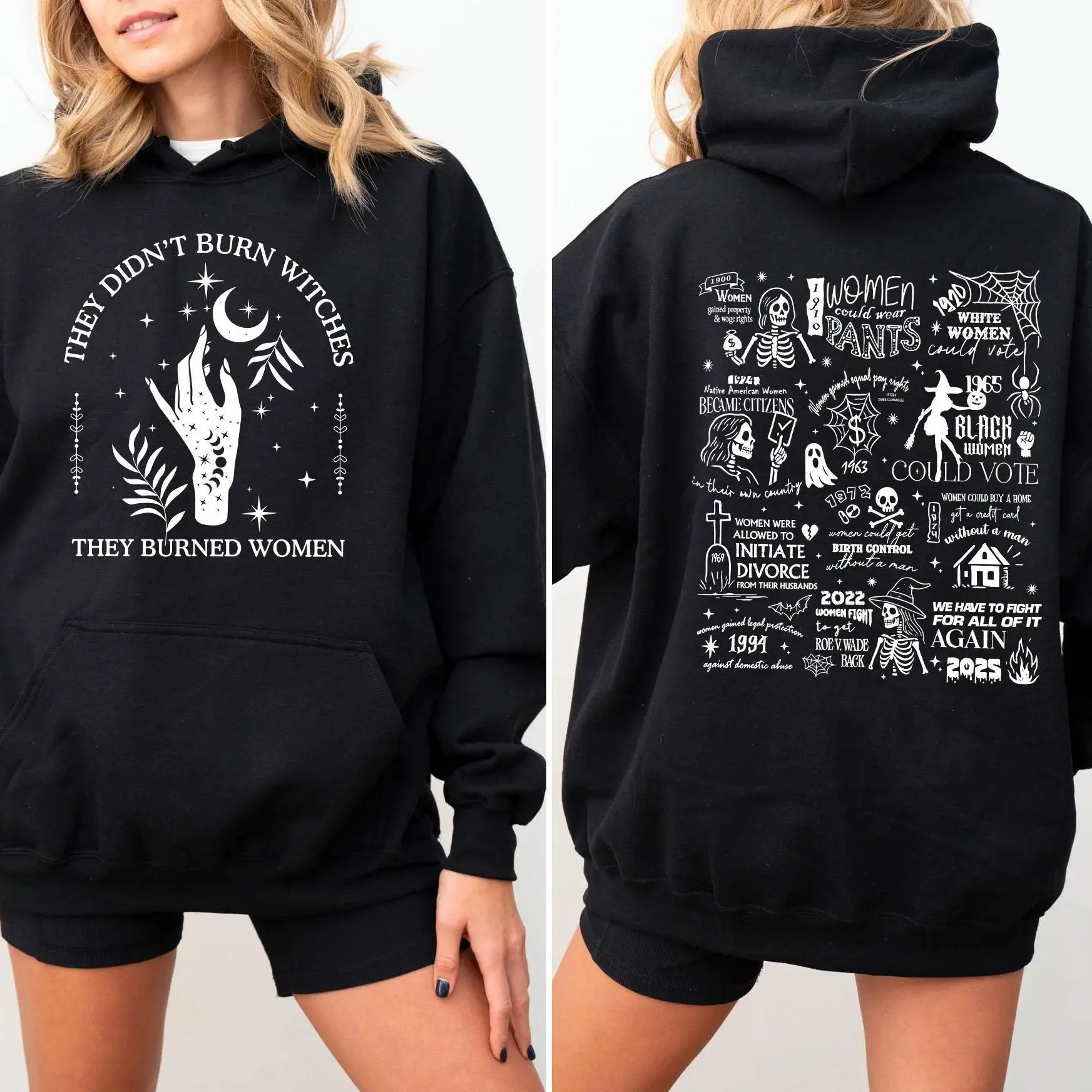 They Didn't Burn Witches Hoodie, Feminist Graphic Hoodie, Witchy Gothic Pullover, Women's Rights Statement Hoodie, Unisex Gift