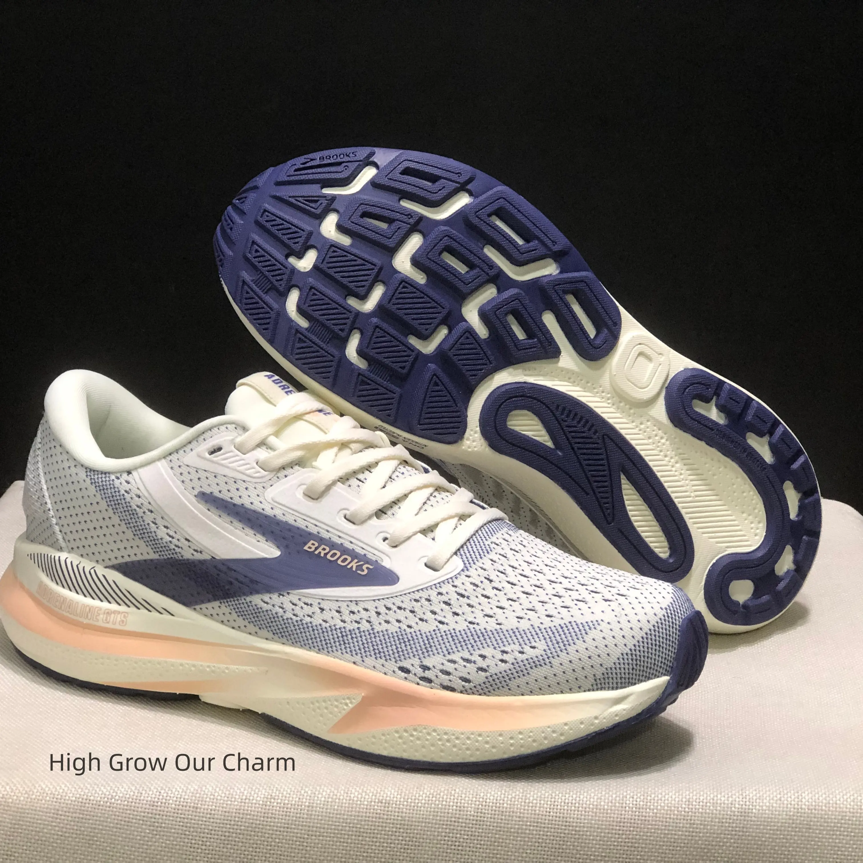 Cream Purple Gradient Mesh Running Shoes Supportive Cushioned Trainers For Flat Feet Daily Jogging Walking