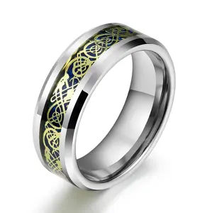 Rings By Pristine Tungsten Crushed Turquoise Intrinsic Design Men's Wedding Band 8MM