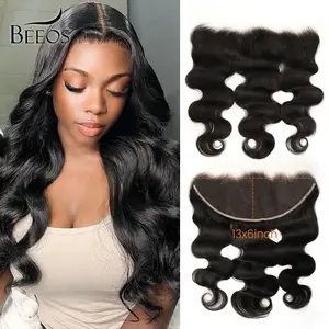 BEEOS SKINLIKE Real HD Lace Closure 2x6 4x4 5x5 6x6 13x4 13x6 Body Wave Straight Melt Skin Hair Lace Frontal Invisible HD Lace Pre-Plucked Hairline Human Hair Closure for Woman