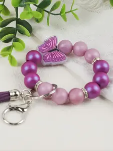 Macaron Color Butterfly Beaded, Multiple Colors Available, 3D Butterfly Decoration, Tassel Design, Trendy Cute Keychain Kawaii, Perfect Gift for Family and Friends