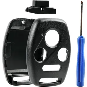 Cutting NOT Required - Key Fob Keyless Entry Remote Shell Case & Pad fits Honda 2003-2012 Accord / 2006-2013 Civic EX / 2009-2015 Pilot /2005-2006 CR-V