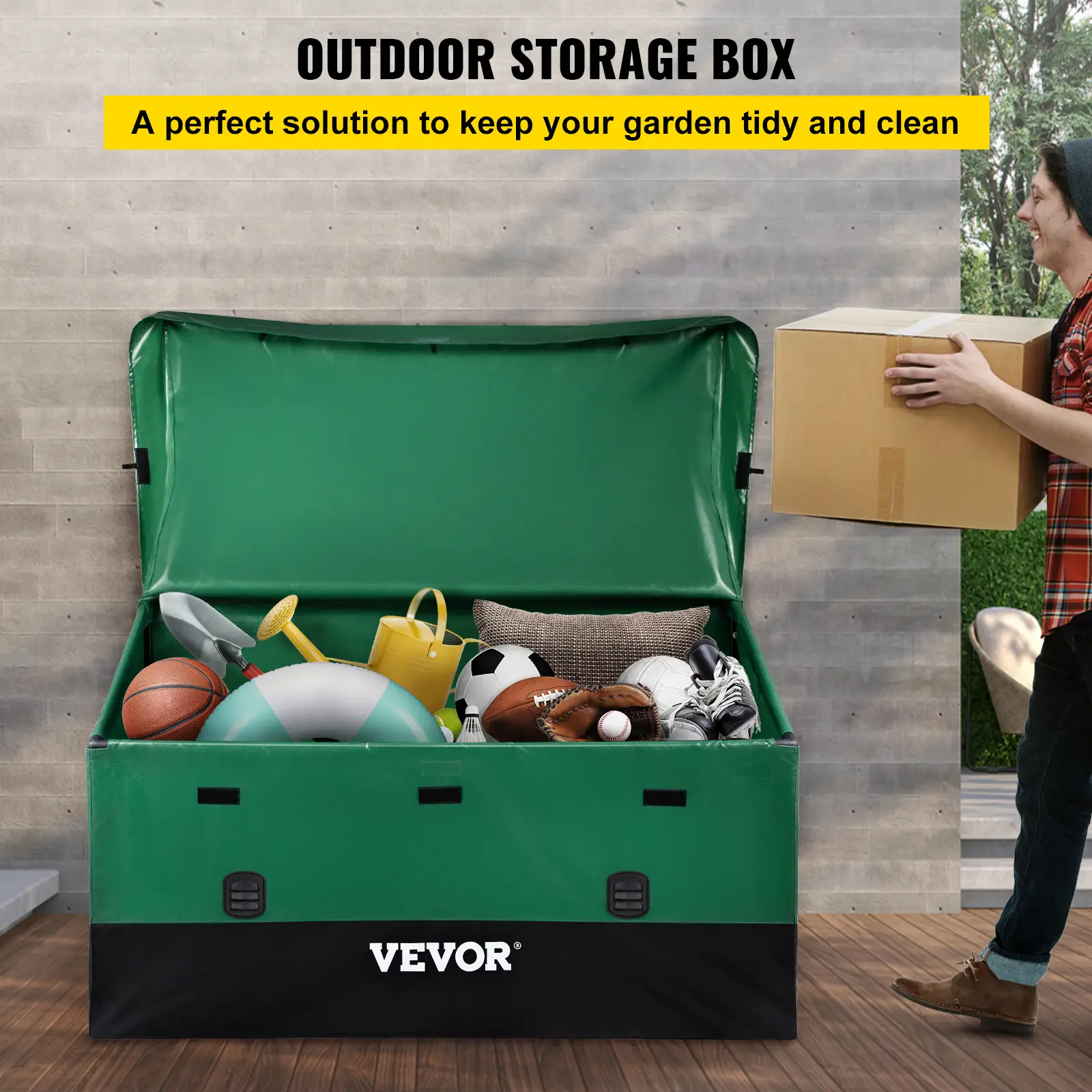 【summerfinds】VEVOR Outdoor Storage Box Patio Deck Box 150 Gallon Waterproof PE Tarpaulin Industrial Installation