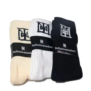 Infinite Mindset Socks - Cream, White & Black and more. Crew Socks with Unique Logo Design by Infinitemindset