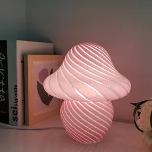 Vintage Glow: Retro Glass Mushroom LED Table Lamp