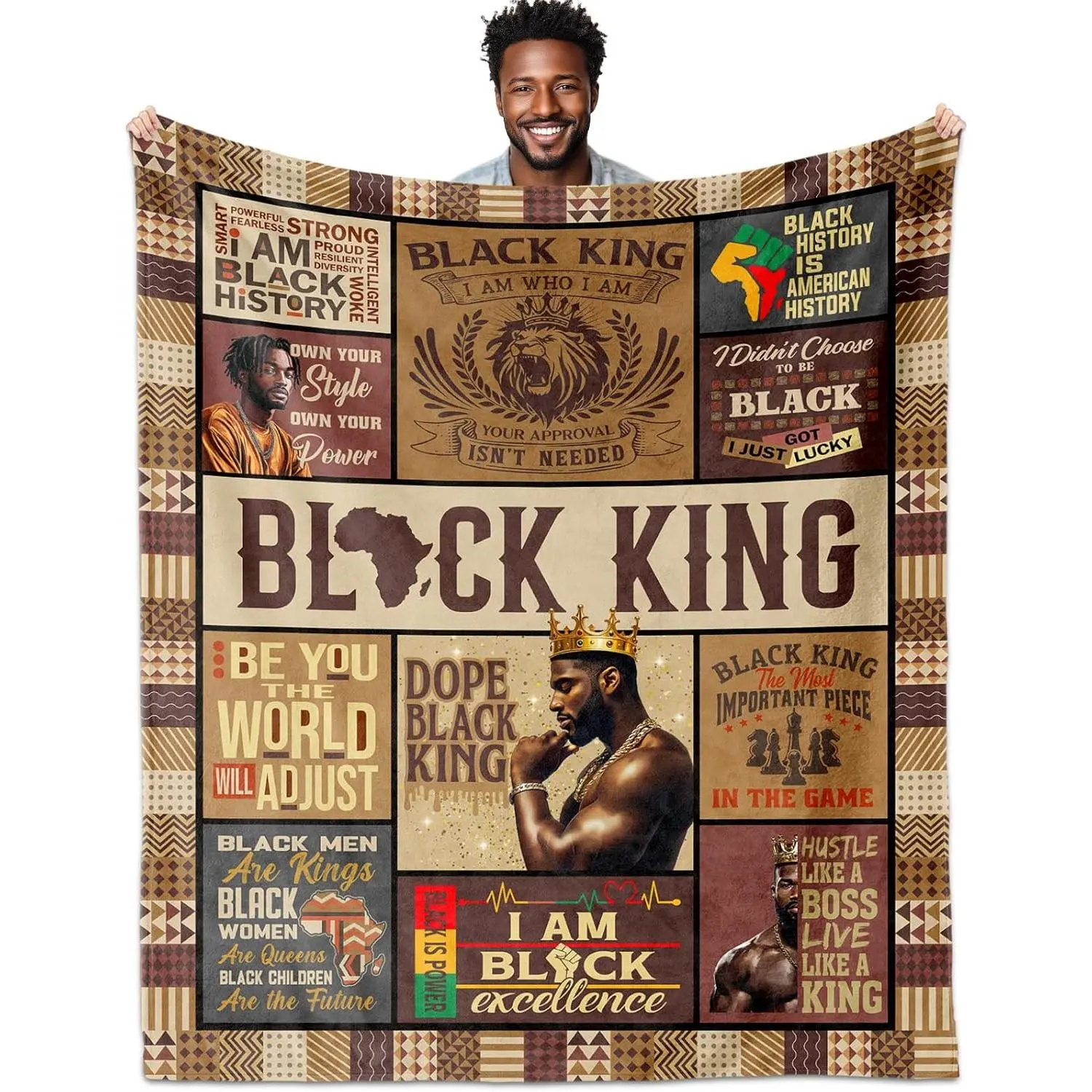 African American Black Gifts for Men Afro Dope Black Men Blanket 60x80 Encouragement Inspirational Gifts for Males Boys Papa Dad Son Birthday Fathers Day Juneteenth
