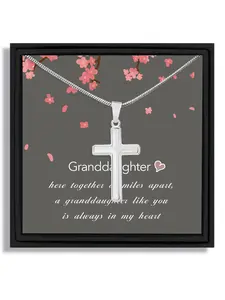 Gift box set Valentine's Day suitable for family style gift for granddaughter with blessing card and box Cross Necklaces