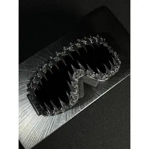 Punk Style Large Frame Anti-Wind Ski Goggles, Adjustable Elastic Strap, Handmade Random Effect, Outdoor Sports Eyewear