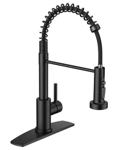 FORIOUS Kitchen Faucet with Pull Down Sprayer SUS 304 Stainless Steel 3 Modes 360° Rotated Lead-Free Water Saving 1.8 GPM Flow 60 PSI High Arc Sink Basin Faucet