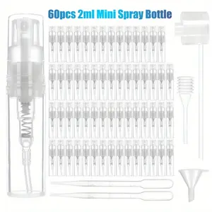 60 Piece Fine Fog Spray Perfume Bottles Empty Refillable Atomiser Plastic Buckle Empty Bottle Transparent Spray Bottles Fashion Accessories