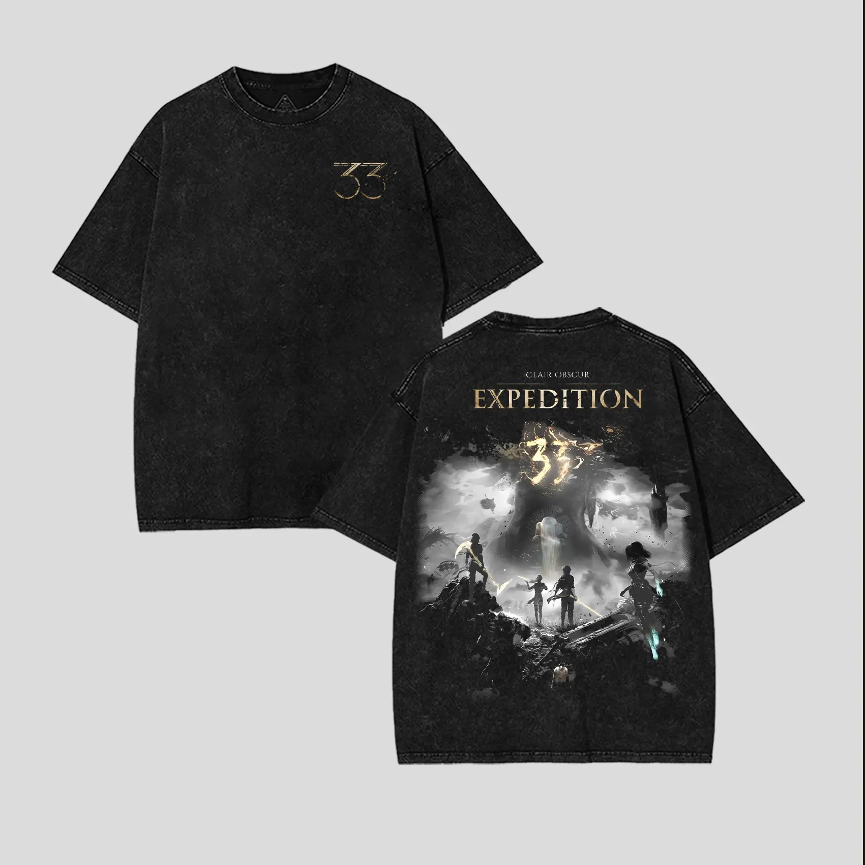 Clair Obscur Expedition 33 Spielanleitung Double Printed Unisex Washed Cotton T-Shirt Tanktop, Video Games Streetwear graphic tees Top Man Seamless