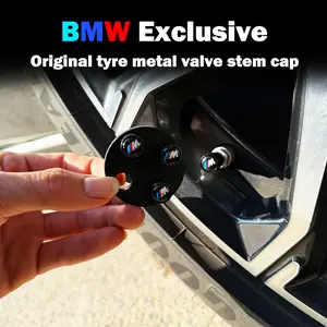 Hugexpen 4pcs Original BMW Tire Valve Stem Caps, Modified Car Valve Core Inserts, Wheel Hub Decorative Accessories