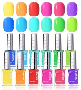 Beetles Neon Nail Polish Set - 12 Colors Hot Pink Green Blue Yellow Red Regular Quick Dry Nail Polish Kit Air Quick Dry Fingernail Polish Pack for Women Gift Beetles Summer Cocktails 12 Colors