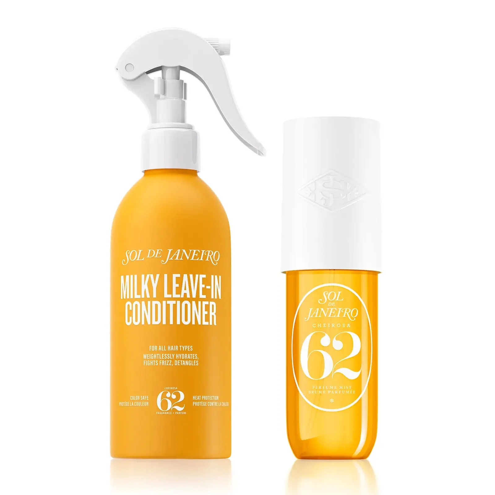 Sol de Janeiro Milky Leave-In Conditioner & Cheirosa 62 Haircare Duo, Smooths Frizz and Seals Split Ends with a Gardenia & Salted Caramel Scent, Moisturizing Conditioner, Scented