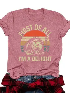 Women's Letter Print T-Shirt, Ladies Summer Outfit, Gift For Women, Mothers Day Gift, Gift For Girl Friend, Full Size, Full Color Comfort Cotton