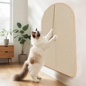 Cat Scratcher for Indoor Cats, Sisal Cat Wall Scratching Post, Folding Wood Cat Wall Furniture with Ball Toy for Couch Protector