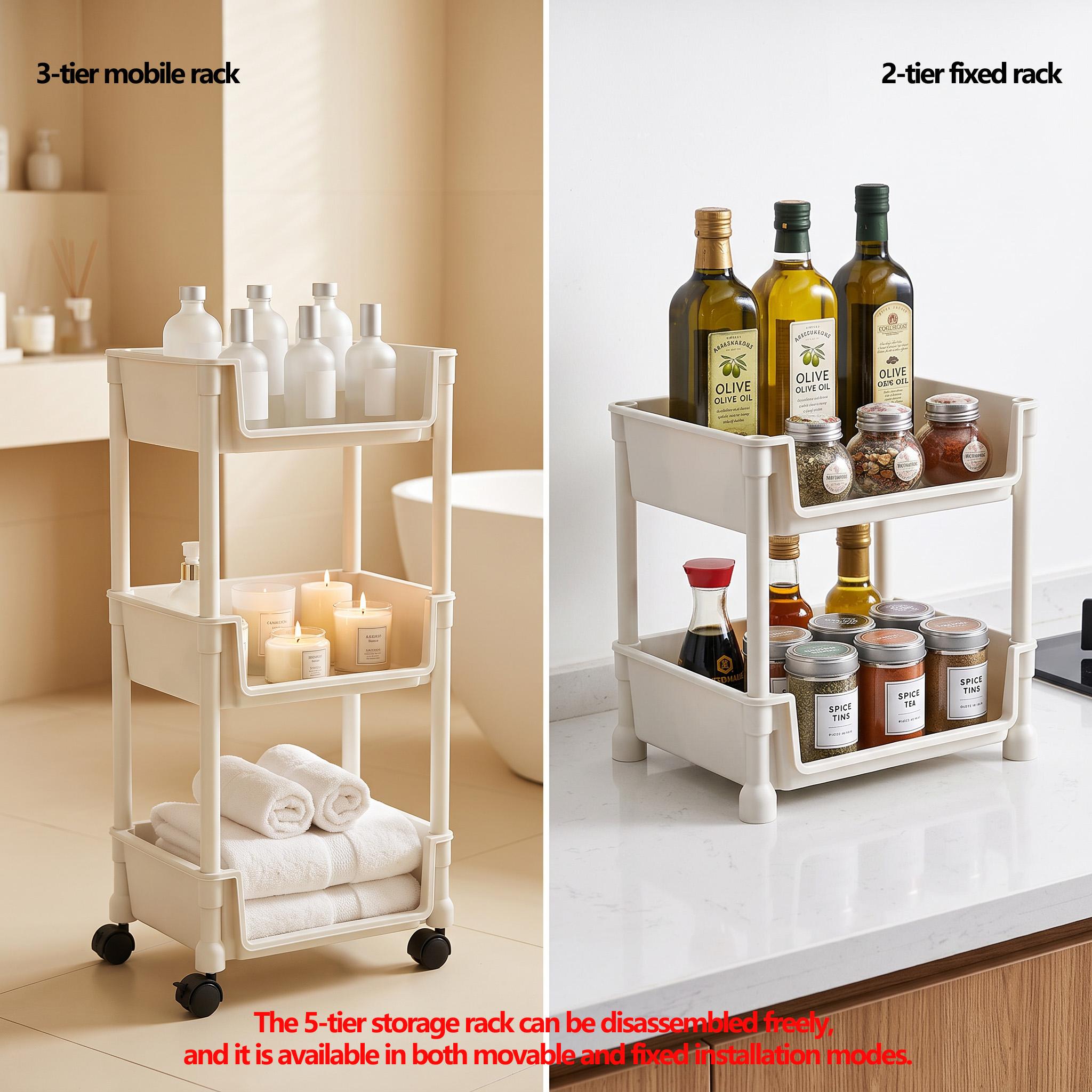 *Rolling  Cart with Wheels, Multi-Layer Adjustable Freestanding Shelf, Space Saving Plastic Organizer, Portable Easy Install  Unit for Kitchen Bathroom Bedroom Living Room - Memorial Day Deals & Memorial Day Sale storage work hat metal