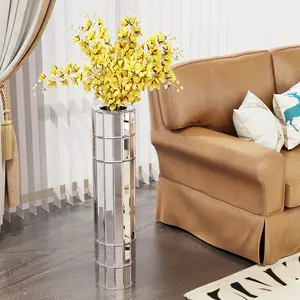 [Bellemave] Tall Floor Vase Mirrored Silver Round Vase for Home Decor Mirrored Glass Decorative Modern Vase Ideal for Living Rooms, Offices, and Centerpiece Displays