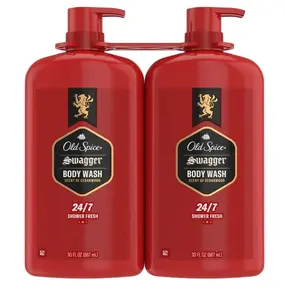 Old Spice Swagger Body Wash 30 fl oz 2-pack Scent of CEDARWOOD 24/7 Shower Fresh Men's Shower Gel Body Care Body Care Fragrance