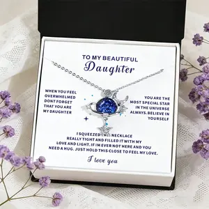 【Gift】To My Daughter Universe Planet Star Necklace from Mom Dad Inspirational Daughter Birthday Gifts Jewelry Crystal Collar Chokers for Beautiful Daughter Granddaughter on Birthday Thanksgiving Day