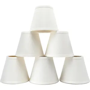 Small Lamp Shade Set of 6 Chandelier Shades 3 X 6 X 5 White Linen Lampshade Clip-On Bulb
