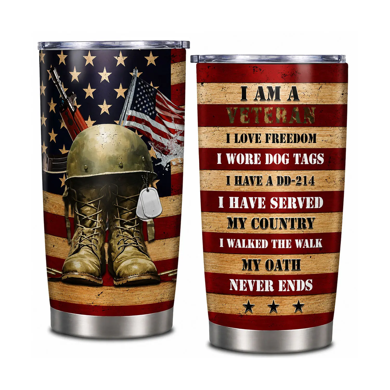 Veteran Gifts for Men, Army Veterans Tumbler Military  Mens Stainless Steel Vacuum Insulated Cup 20OZ Birthday Unique Idea