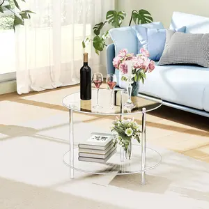 Acrylic Clear Detachable Coffee Table, 1 Count Round Acrylic Coffee Table, Multifunctional Transparent Bedside Table for Living Room, Bedroom, Study, Modern Coffee Table