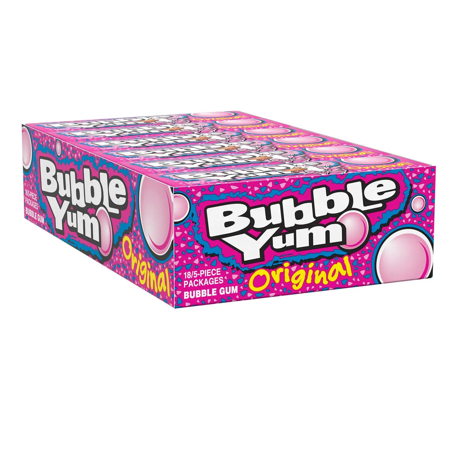 Bubble Yum Gum Original 18 ct. - Sweet, Soft and Chewy Bubblegum with Original Bubblegum Flavor - 18 Count Pack Chewinggum Snack Candy Food