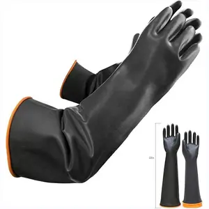 22" Latex Chemical Resistant Gloves, Reusable Heavy Duty Long Rubber Glove Dishwashing Gloves, Industrial Safety Glove for Men, Forearm Protection Waterproof Resist Strong Acid, Alkali, Oil, XL Size Cleaning