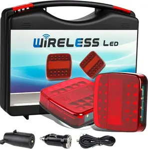 Wireless Trailer Lights Magnetic -  New Wireless Magnetic Trailer Lights, Portable Led Tow Tail Lights Kit Rechargeable Waterproof with Powerful Suction Base for Vehicle, Trucks, Boats, Rvs