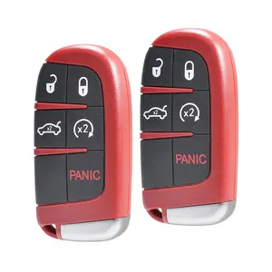 2 Replacement For Dodge Challenger Charger Durango Chrysler 200 300 Jeep Grand Cherokee Remote Car Key Fob Shell Case Cover 5 Buttons Red