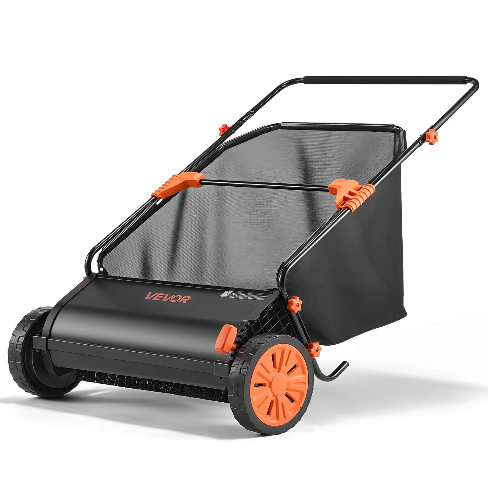 【Summerfinds】VEVOR Push Lawn Sweeper,30 in Leaf & Grass Collector with 12 cu. ft. Hopper BagAdjustable Brush Height & Spinning BrushesHeavy Duty Yard Sweeper with Rubber Wheels for Leaves Grass Cleanup
