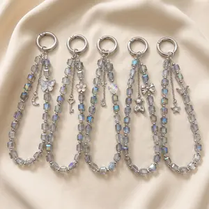 Cute Beaded Phone Charm Strap | Kawaii Wrist Strap for Phone, Camera & Bag | Aesthetic Pastel Accessories