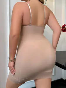 Women's Plus Size Shapewear Dress with Underwire, Removable Pads, Adjustable Straps, Slim Fit Short Skirt, Pure Color, Versatile Base Layer, Underwear