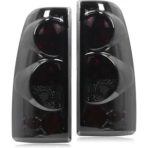 Tail Light Compatible With 1999-2006 Chevy Silverado 1500 2500 3500 & 2007 Classic, 1999-2002 GMC Sierra 1500 2500 3500 Driver and Passenger Side Taillights Black/Smoke OE Replacement