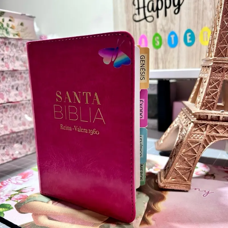 Santa Bible Reina Vallea 1960 Small Pocket Size Letters 8 Points with Butterfly Design