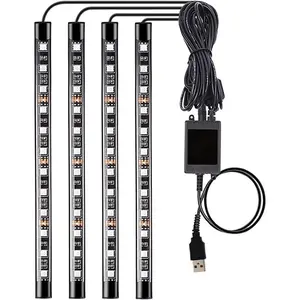 Led Interior  Lights, Controller Led Lights for , Multicolor  Underglow Lighting Kits with  Control and Sound  Function, 4 count 48 USB LED Interior Lights, DC 5V