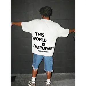 100% Cotton Men's Oversized Graphic T-Shirt 1pc, Y2K Style Loose-Fit Crew Neck, Streetwear Summer Top Unisex