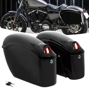 2-Pack Universal Hard Motorcycle Side Cases with LED Turn Signals, Lock & Mounting Brackets| Fits Yamaha, Honda Shadow, Suzuki, Kawasaki Vulcan, Victory Viking Cruisers #Valentines Gift#GiftForRider# MotorcycleSideCases