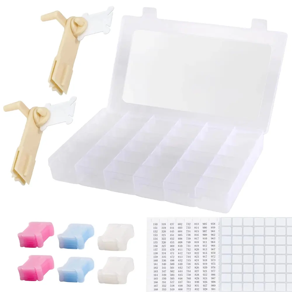 1 Set Embroidery Floss Organizer Box Tools,Bobbin Winder,1 Removable 36 Compartments with 120 Floss Bobbins and Stickers for Craft DIY Cross Stitch Thread Sewing Bead Jewelry Diamonds Storage,Father's Day Gift,Tools & Hardware