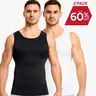 【2 Pack】Men's Compression High Stretch Tummy Shapewear Tank Tops Fajas Dry Fit Wicking Gym Shirt