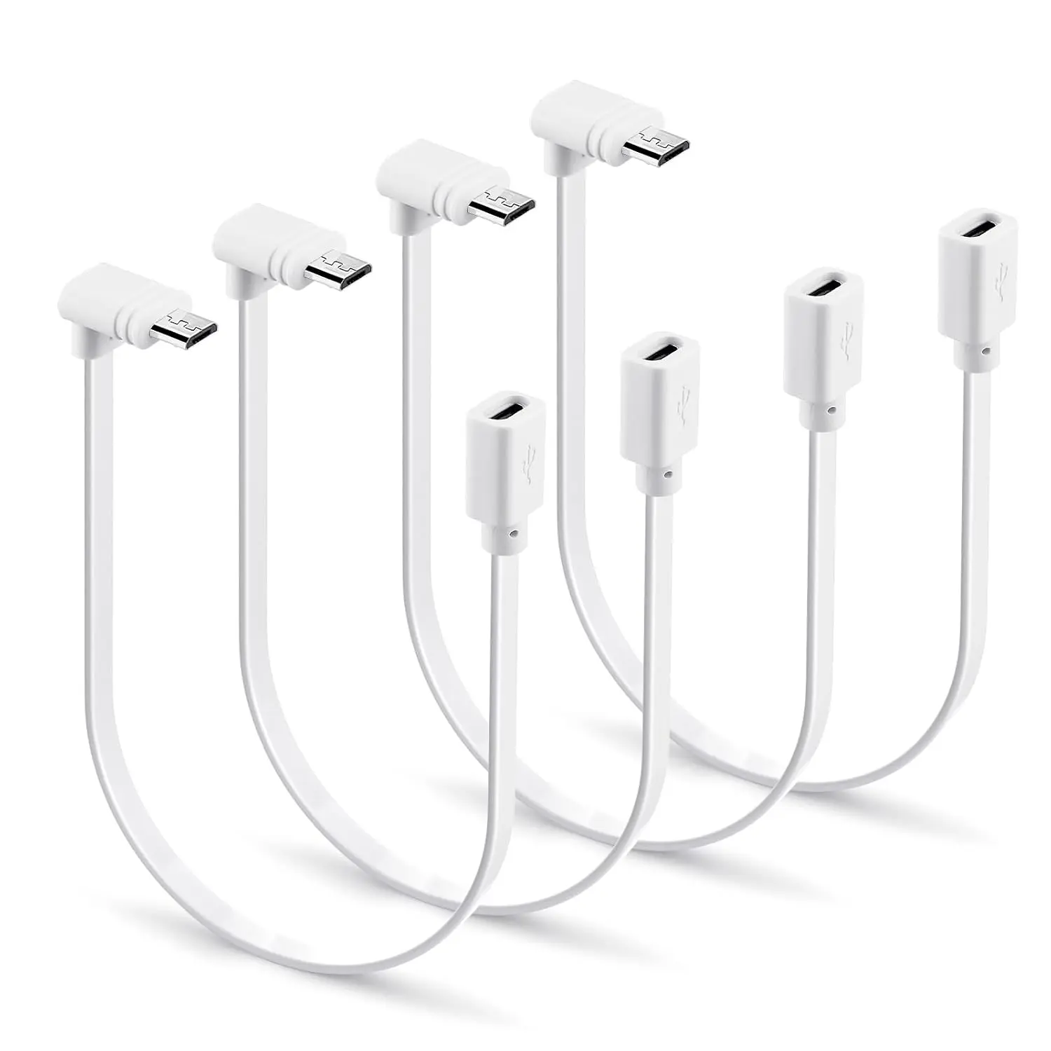 4-Pack Extension Cable for WYZE Cam Pan v3 Camera, 90 Degree Micro USB Extender Power Cord Flat 1 ft