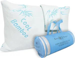 Memory Foam Bamboo Pillows for Sleeping with Extra Cover - Adjustable & Breathable, Relieves Snoring, Neck Pain for All Sleep Positions