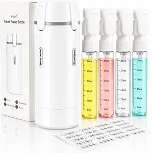 4-in-1 Leak-Proof Travel Dispenser Bottle, Refillable Silicone Squeeze Container with Lock, Compact and Lightweight Toiletry Organizer, Easy to Carry, Ideal for Business Trips, Vacations, and Frequent Travelers