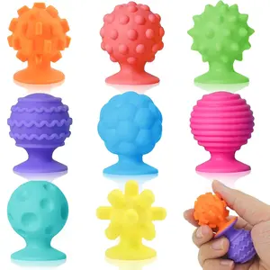 8 Counts Sensory Fidget Toys for Kids & Adults, Textured Suction Cups for Autism, Squishy Sensory for Classroom & Bath, Random Colors, Sensory Grippie Set