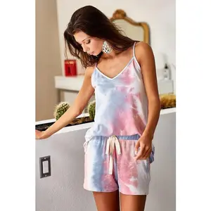 Tie Dye Casual Shorts With Twill Tape Drawstring