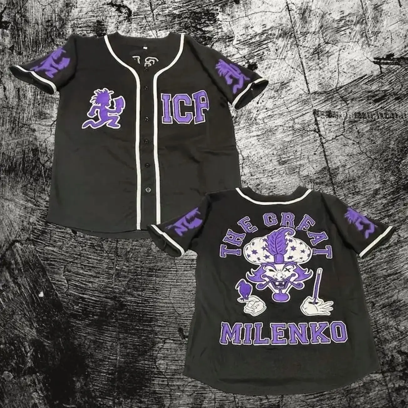 ICP Juggalo Baseball Jersey - Black with Purple Milenko Baseball Jersey - Insane Clown Posse Pefect Fit Unisex, Gift For Fan, Gift For Him, Her