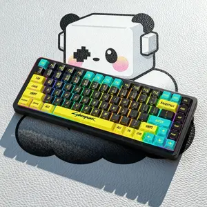 Cyberpunk Theme Keycap, 1 Set 129 Keys OEM Height PBT+PC Material Side Engraving Light Transmission Process Keycap, Universal Gaming Keyboard Keycap, RGB Backlight Keycap