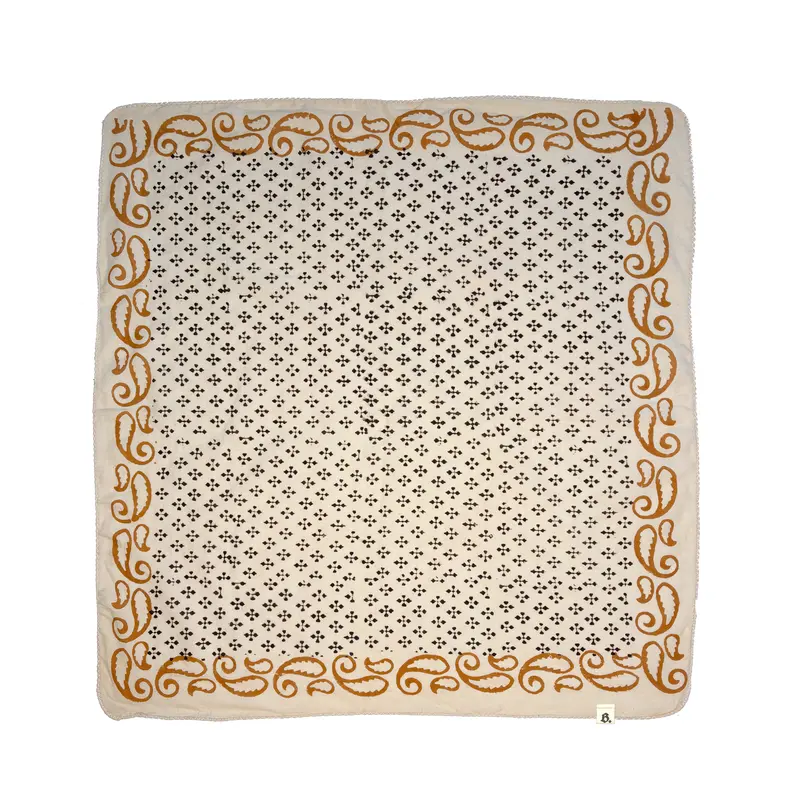 Bight Clay Bandana – Small-Batch, Hand Block-Printed Organic Cotton Paisley Head Scarf